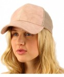 Baseball Caps Everyday Mesh Trucker Faux Leather Plain Blank Baseball Cap Hat Solid - Indi Pink - CS12O8WZ0O8 $13.09