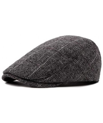 Newsboy Caps 1-2 Pack Newsboy Hat for Men Classic Herringbone Tweed Wool Blend Flat Cap Ivy Gatsby Cabbie Driving Hat - C218G...