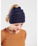 Skullies & Beanies Women Warm Stretch Cable Knit Ponytail Beanie Skully - Chunky Soft Confetti Knit Beanie Hats - Purplish Bl...