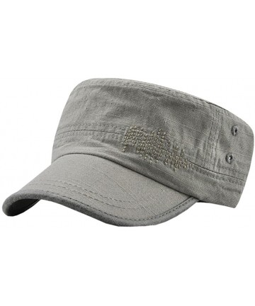 Newsboy Caps Men's Solid Color Military Style Hat Cadet Army Cap - B--light Gray - CT18E2LLAU9 $26.02