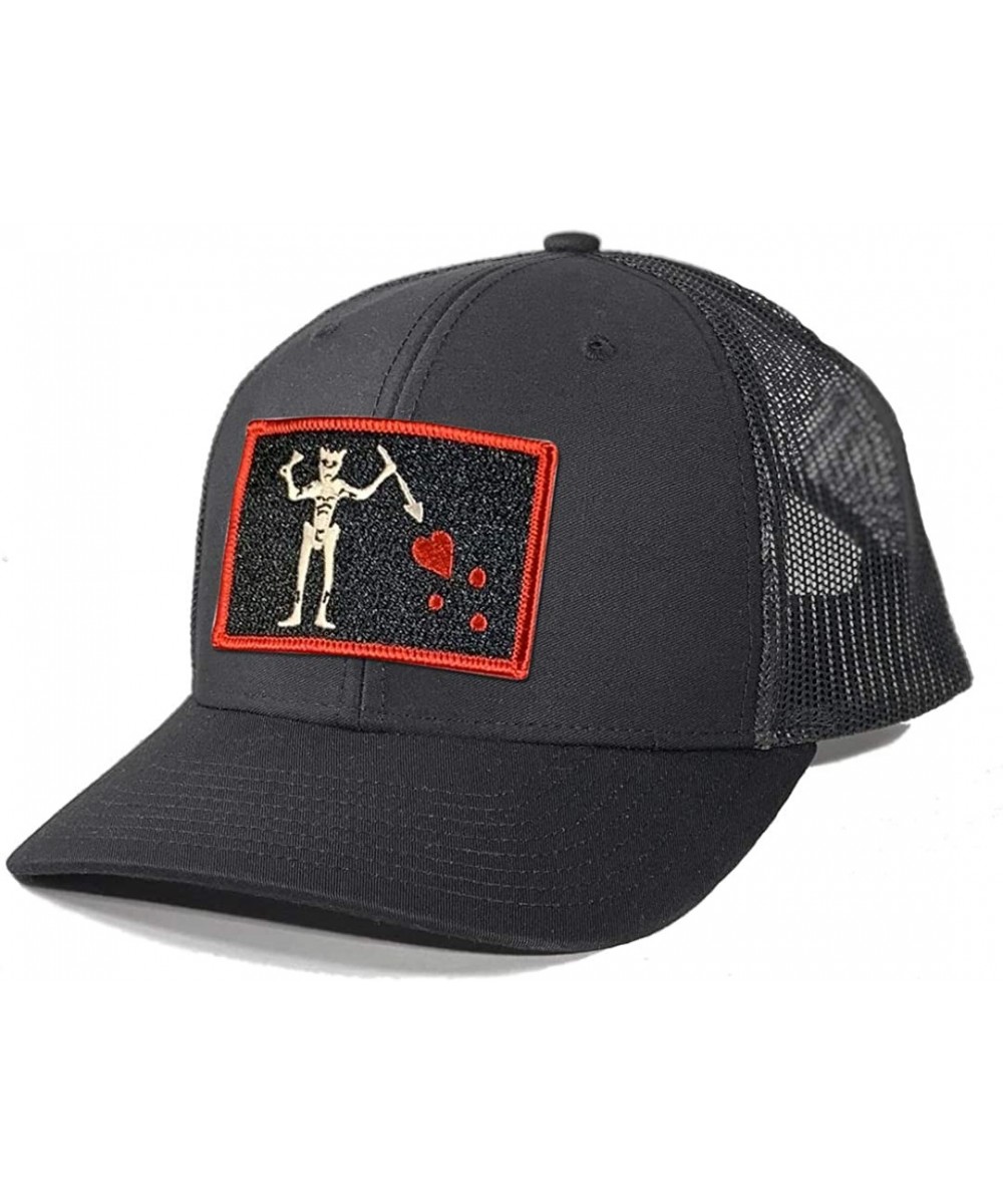 Baseball Caps Men's Blackbeard Pirate Flag Patch Trucker Hat - Black/Black - C31972KXLTM $36.88