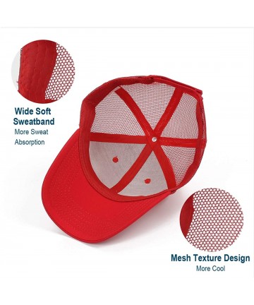 Baseball Caps Classic Mesh Hat Women Men for Outdoor Sports Baseball Cap Adjustable Velcro - Red - CR18WHL2RXL $12.23