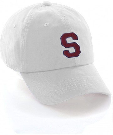Baseball Caps Customized Letter Intial Baseball Hat A to Z Team Colors- White Cap Blue Red - Letter S - CF18ESAT6SX $19.75
