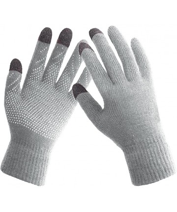 Newsboy Caps Winter Hats Gloves for Women Knit Warm Snow Ski Outdoor Caps Touch Screen Mittens - Hat and Gloves (Grey) - CE18...