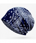 Skullies & Beanies Women Cotton Beanie Lace Soft Sleep Cap Slouchy Chemo Hats - Blue Flower and Black Butterfly - CC18DWDIN29...