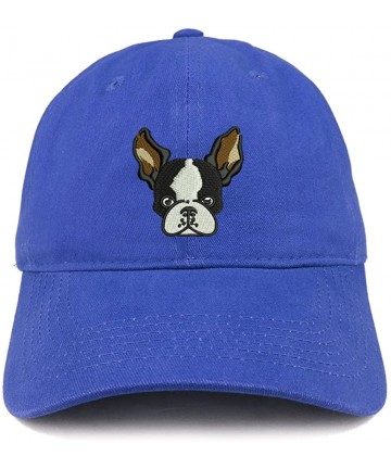 Baseball Caps Boston Terrier Embroidered Brushed Cotton Dad Hat Ball Cap - Royal - CJ180D8WU9W $23.91