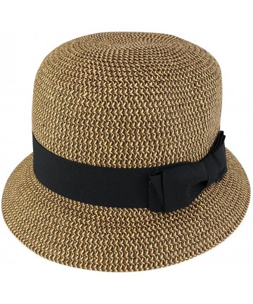Sun Hats Womens Trendy Cloche Paper Braid Bucket Hat - Brown Tweed - C417YYZ5SZ3 $44.10