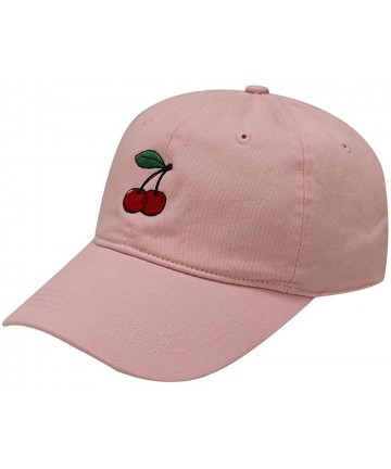 Baseball Caps Cherry Cotton Baseball Cap - Pink - CF12MWWASYO $27.74