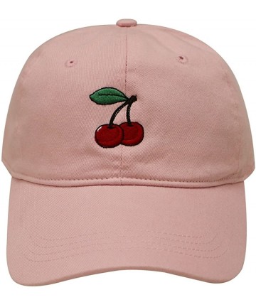 Baseball Caps Cherry Cotton Baseball Cap - Pink - CF12MWWASYO $15.72