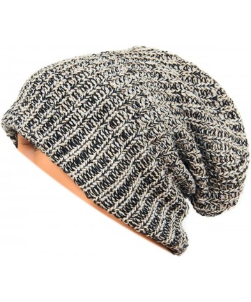 Skullies & Beanies Unisex Adult Winter Warm Slouch Beanie Long Baggy Skull Cap Stretchy Knit Hat Oversized - Khaki - CX128JXF...