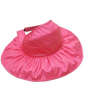 Sun Hats Adjustable Summer Beach Sun Visor Foldable Roll up Wide Brim Hat Cap for Girls or Lady XMZ11 - Rose Red - CL121W620W...