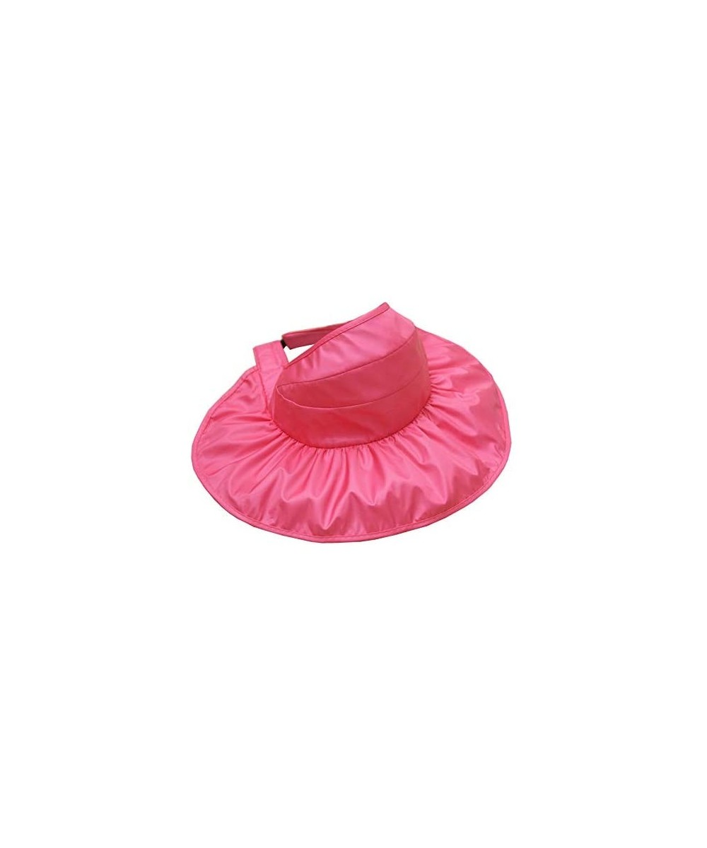 Sun Hats Adjustable Summer Beach Sun Visor Foldable Roll up Wide Brim Hat Cap for Girls or Lady XMZ11 - Rose Red - CL121W620W...