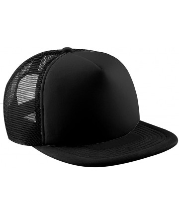 Baseball Caps Vintage Plain Snap-Back Trucker Cap - Black/ Black - CI11J4UD9QL $12.67