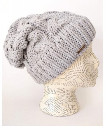 Skullies & Beanies Warm Winter Beanie for Women Chunky Cable Knit Hat M179 - Gray - C611BGN93FZ $23.70
