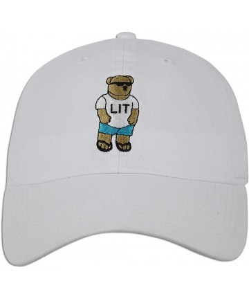 Baseball Caps LIT Teddy Cap Hat Dad Fashion Baseball Adjustable Polo Style Unconstructed New - White - CI1820NDU5X $17.85
