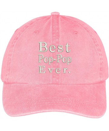 Baseball Caps Best Pop Pop Ever Embroidered Soft Fit Washed Cotton Baseball Cap - Pink - CX12JO1J50D $23.01