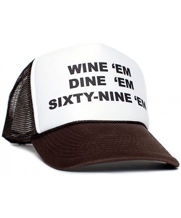 Baseball Caps Wine Dine Sixty Nine Em Unisex-Adult One-Size Trucker Hat Brown/White - CC128C5Z277 $14.59