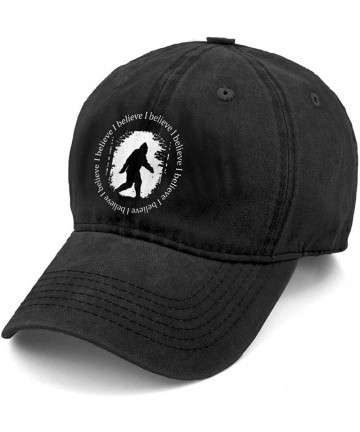Baseball Caps Unisex UFO Bigfoot Denim Hat Adjustable Washed Dyed Cotton Dad Baseball Caps - Black - Bigfoot I Believe - CO18...
