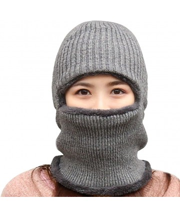 Skullies & Beanies Womens Knitted Beanie Hat Warm Windproof Ski Face Mask Winter Hats - Gray - C9186OL3O06 $18.61