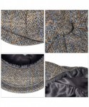 Newsboy Caps Men's Premium Wool Classic Flat Ivy Newsboy Cap Herringbone Pattern Flecked Hat - Brown/Blue Check - CM196IGRK7X...