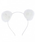 Headbands Pink White Grey Fluffy Pompoms Style Fashion Headband Set (3pc) - CO18IHGXLIL $13.41