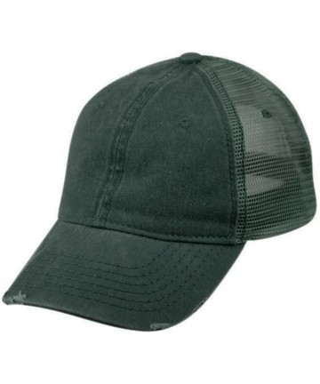 Baseball Caps Low Profile Unstructured HAT Twill Distressed MESH Trucker CAPS - Hunter Green - CX12NS46LCR $16.19