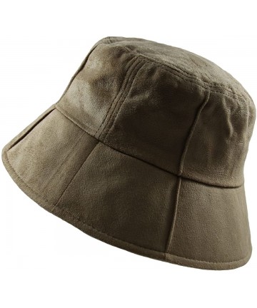 Bucket Hats Ladies Suede Bucket - Tan - CV126BKJHCL $21.96