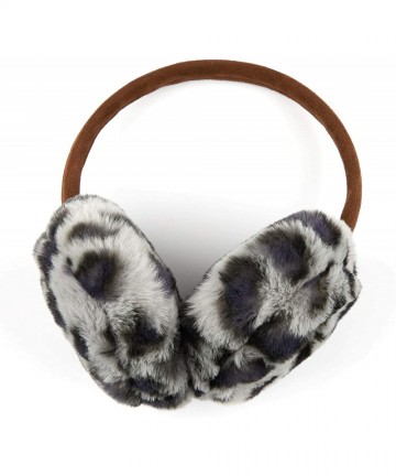 Skullies & Beanies Womens Knit Leopard Print Faux Fur Pom and Cuff Beanies and Scarves - A Leopard Print Earmuff - Heather Gr...