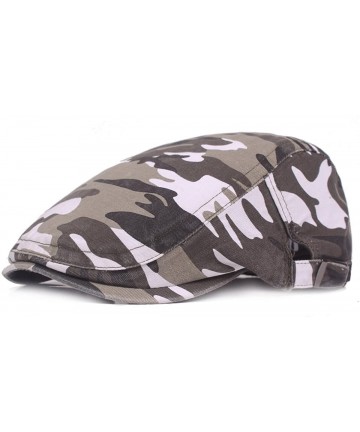 Newsboy Caps Unisex Flat Cap Camouflage Ivy Irish Cabbie Hat Newsboy Driving Cap - White - CT18E9WLTWY $22.25