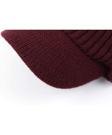 Skullies & Beanies Men's Winter Hat Outdoor Newsboy Hat Warm Thick Lambswool Knit Beanie Cap - Red1 - CX18A8GYOEH $14.47