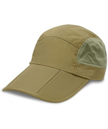 Sun Hats Outdoor Quick Dry Baseball Cap Foldable UPF 50+ with Long Bill Portable Sun Hats for Men and Women - Dark Khaki - CP...