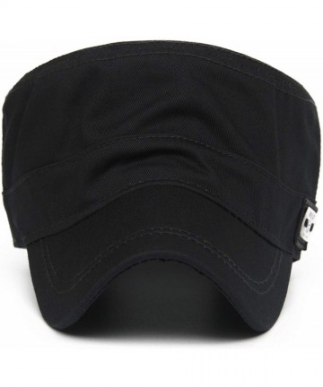 Baseball Caps Cotton Cadet Cap Army Military Caps Flat Hats Unique Design Big Head - Style02-black - CE12093IZ4R $17.20