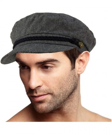 Newsboy Caps Men's Summer Cotton Greek Fisherman Sailor Fiddler Driver Hat Flat Cap - Denim - CK18DNLXMC4 $16.67
