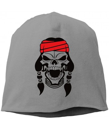 Skullies & Beanies Cool American Indian Chief Skull Unisex Beanie Knit Winter Skull Cap Hats - Deepheather - CM12LU0OXHL $14.26