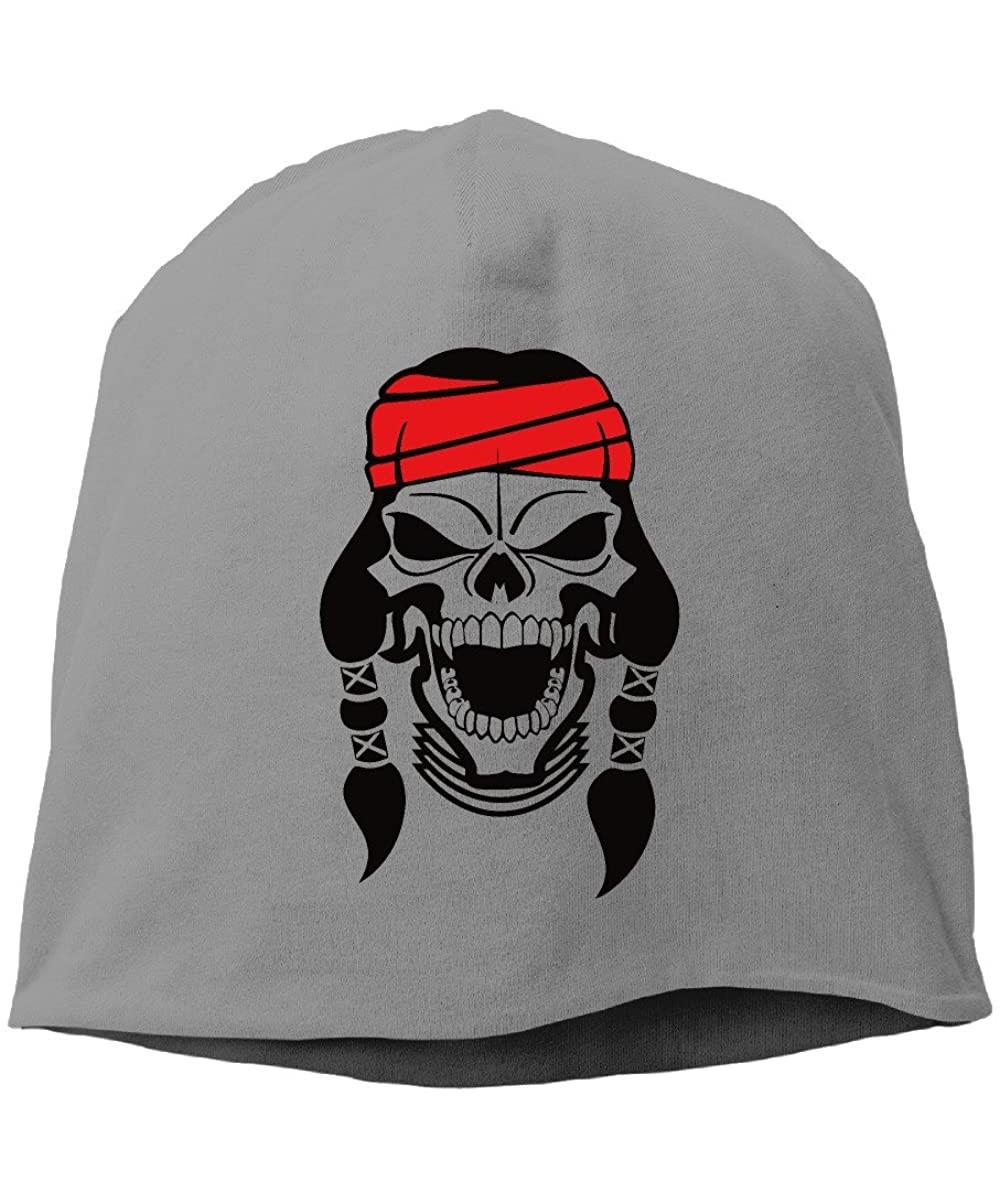 Skullies & Beanies Cool American Indian Chief Skull Unisex Beanie Knit Winter Skull Cap Hats - Deepheather - CM12LU0OXHL $14.26